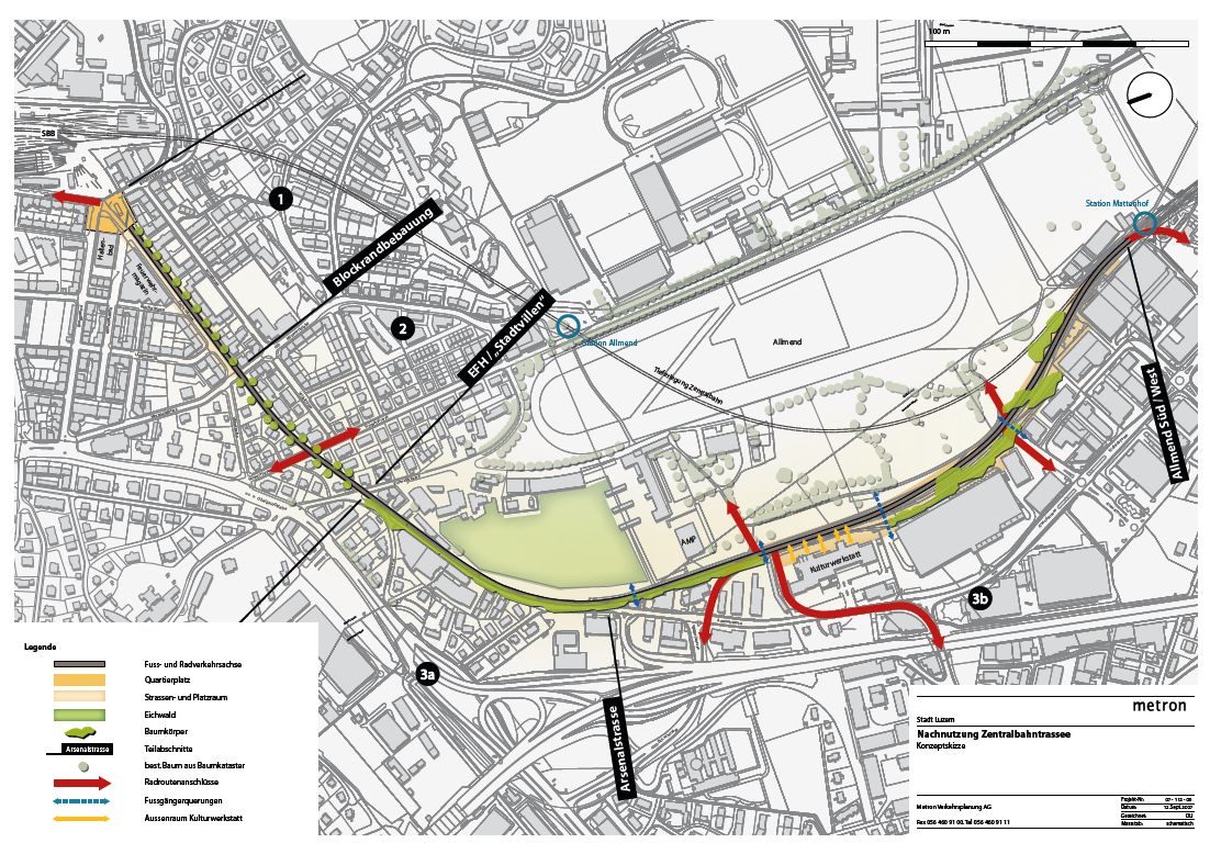 Zentralbahntrassee Radweg Plan